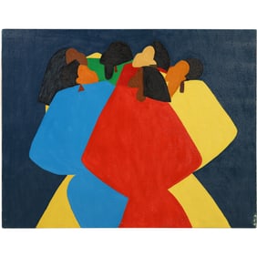 African American Oil on Canvas Painting  "Dance Africa" by Synthia Saint James. 20 in. x 25 in.