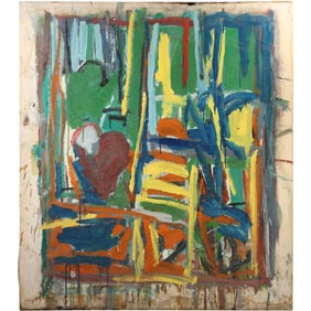 Karl Knaths (1891 - 1971), American, Large Abstract Oil on Canvas Painting, Signed on Verso