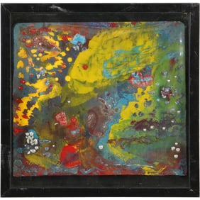 20th C. Abstract Oil Painting, Framed, 13 in. x 13 in.