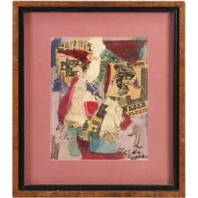 Signed Zelda Knaths, Mixed Media Oil Collage Framed "The Good Old Days"