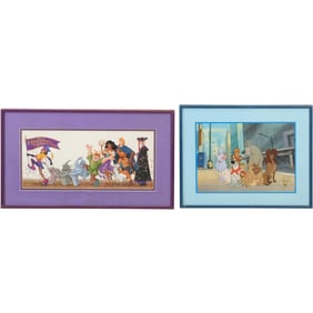 [2] Disney Framed Lithographs OLIVER AND COMPANY; HUNCHBACK NOTRE DAME