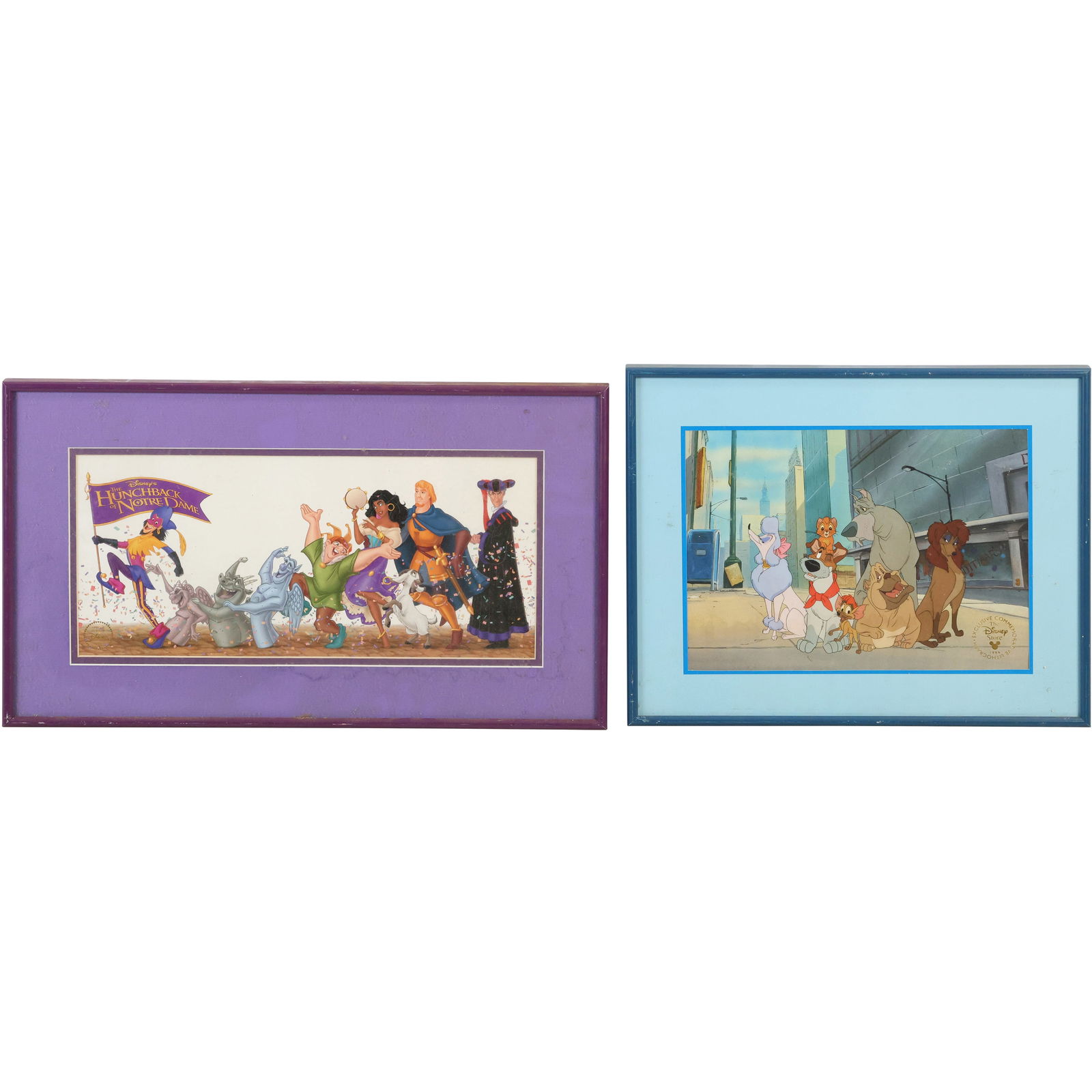 [2] Disney Framed Lithographs OLIVER AND COMPANY; HUNCHBACK NOTRE DAME (1 of 16)