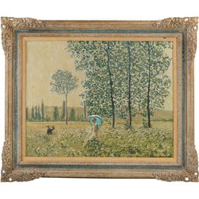 Fields of Springtime, Recreation Painting of Artist Claude Monet, Framed, Cerificate on Verso