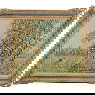 Fields of Springtime, Recreation Painting of Artist Claude Monet, Framed, Cerificate on Verso: Fields of Springtime, Recreation Painting of Artist Claude Monet, Framed, Cerificate on Verso. size: 25 x 31 outside frame 33 x 39.5