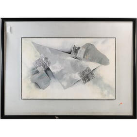 Dena Montgomery, Signed Mixed Media Abstract Floating in Frame, Large Size 41 in. x 56 in.