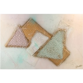 Signed Edwards, 20th C. Abstract Collage Mixed Media Using Bubble Wrap Elements 40 in. x 60 in.