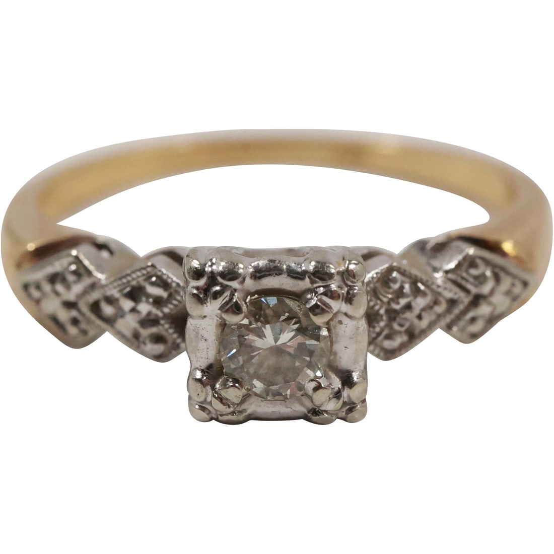 14K Gold Diamond Engagement Ring Size 7, 1.6 dwt., 3/4 in. x 1/4 in. (1 of 20)