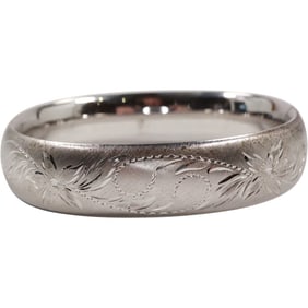 Sterling Silver 28.8 grams Satin Finish Etched Bangle Bracelet 2 1/2 in. x 2 3/4 in. x 1/2 in.