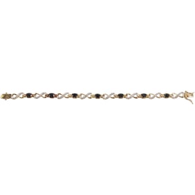 .925 Sterling Silver Sapphires Tennis Bracelet 8 in. x 1/4 in.