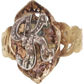 10K Gold Initial Ring "K" Ring Size 5.5 ; 1.4 dwt., 3/4 in. x 3 /4 in.