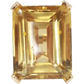 14K Gold and Citrine Cocktail Ring Size 3 ; approx. 7 carats stone