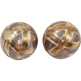 Elizabeth Errico Sterling Silver 42.8 grams Dome Sphere Clip-on Earrings 1 1/4 in. dia.