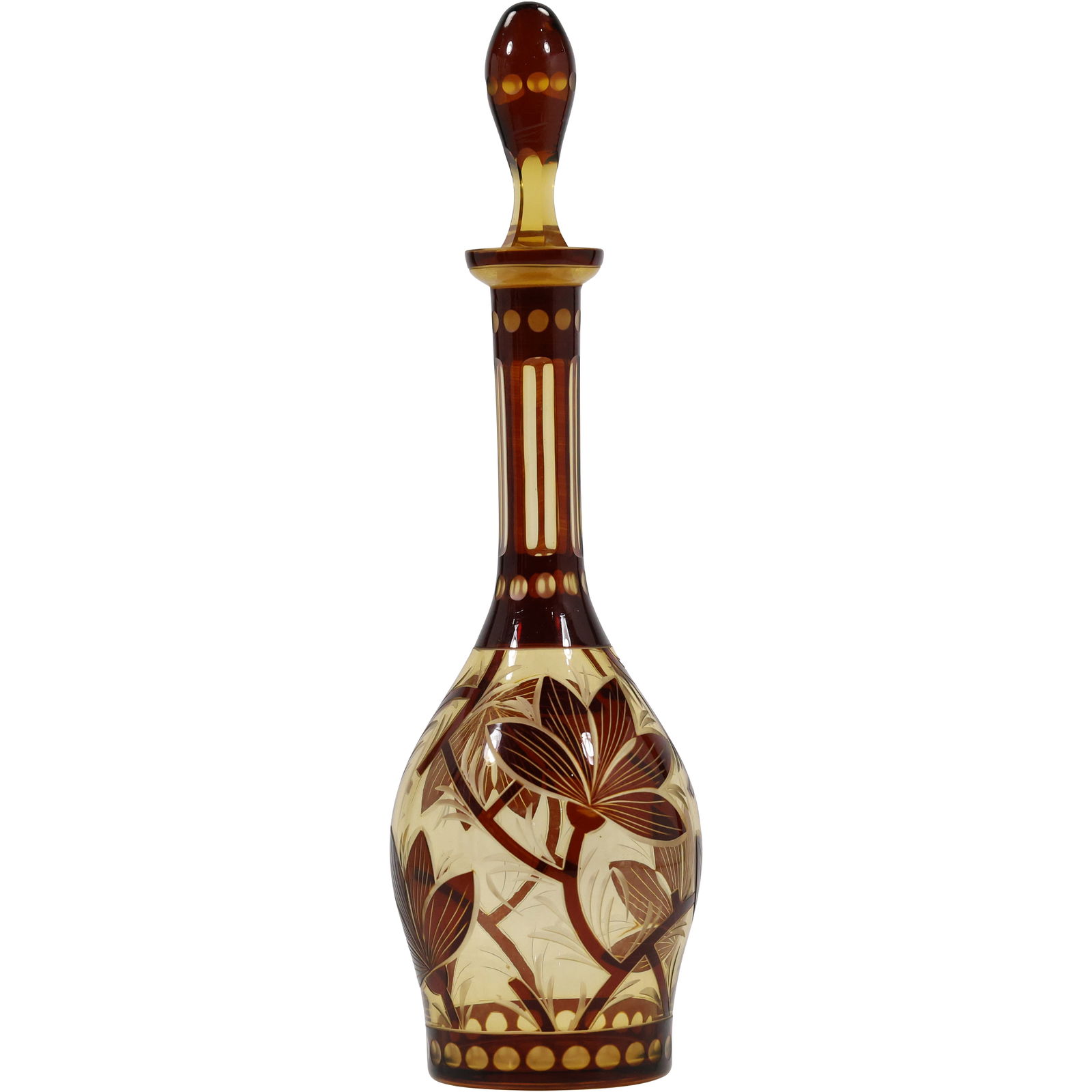 Famosa Leopold Palda Intaglio Etched Glass Decanter 13.75 inches height: Famosa Leopold Palda Intaglio Etched Glass Decanter 13.75 inches height. size: 13.75h 3w S:A
