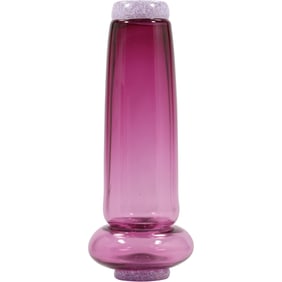 Signed Studio Art Glass Tall Amethyst Art Glass Cylindrical Vase 13 in. height x 5 in. wide