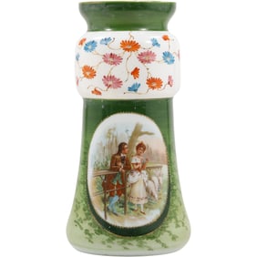 Large Scenic Porcelain Portrait Vase AUSTRIA 12.75 inches height x 5 inches wide