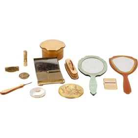 12 Piece Assorted Vintage Vanity Items including Hand Mirrors - See Pictures