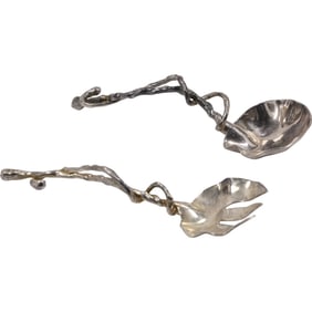 Michael Aram (Wisteria) Salad Set, Signed, Silver Plate, 11 inches length
