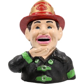 Dated 1915 John Harper and Co. Cast Iron FIREMAN Mechanical Coin Bank 8 in. x 5.5 in.