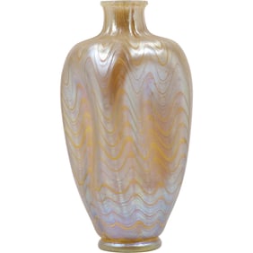 Antique Loetz Iridescent Pinch Sides Vase with Wavy Lines Decoration 8.5 in. height x 4 in. wide