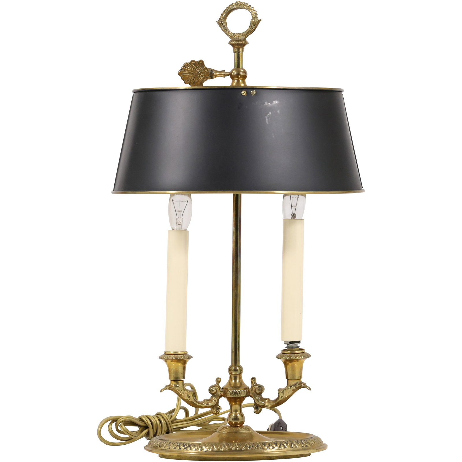 Bouillotte lamp, a type of table lamp  made of brass and featuring candle brackets (1 of 14)