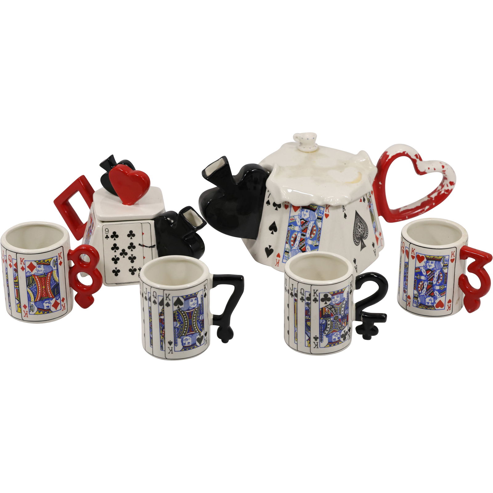 [6] Ceramic Playing Cards 2 Teapots and 4 Ceramic Playing Cards Mugs (1 of 19)