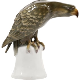 Porcelain Eagle Figurine by Valdemar Andersen for the Goebel factory in Oeslau, Germany 7.5 in.