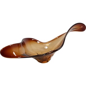 Murano glass bowl, likely a sommerso style, attributed like Flavio Poli for Seguso. 21.5 in. length