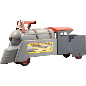 Marx Lightning Express 3000 ride-on toy train, made by Louis Marx & Co. circa 1950s