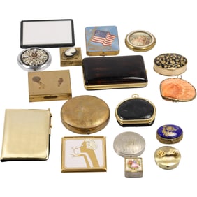 Estate Grouping of 17 Assorted Vintage Compacts - Variety - See Pictures