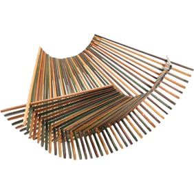1960s Vintage Bamboo Slat Bent Folding Fruit Basket Mid-Century Modern 19 in. length