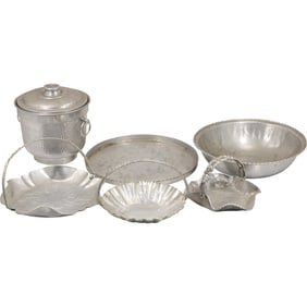 6 Assorted Mid-Century Modern Aluminum Ware 5 Bowls & Ice Bucket