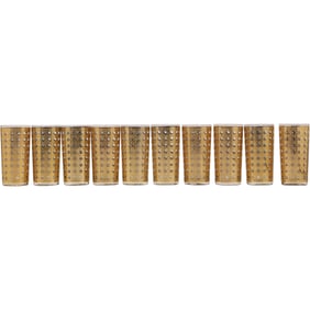 Set of 10 Culver Cannella 22K Gold Highball Glasses, gold-encrusted cane or basketweave