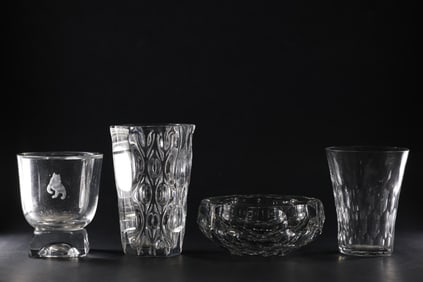 4 Assorted Swedish ORREFORS Crystal Glassware - See Pictures