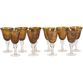 Set of 10 Artland Amber Shimmer Water Goblets 8 in. height x 4.5 in. wide
