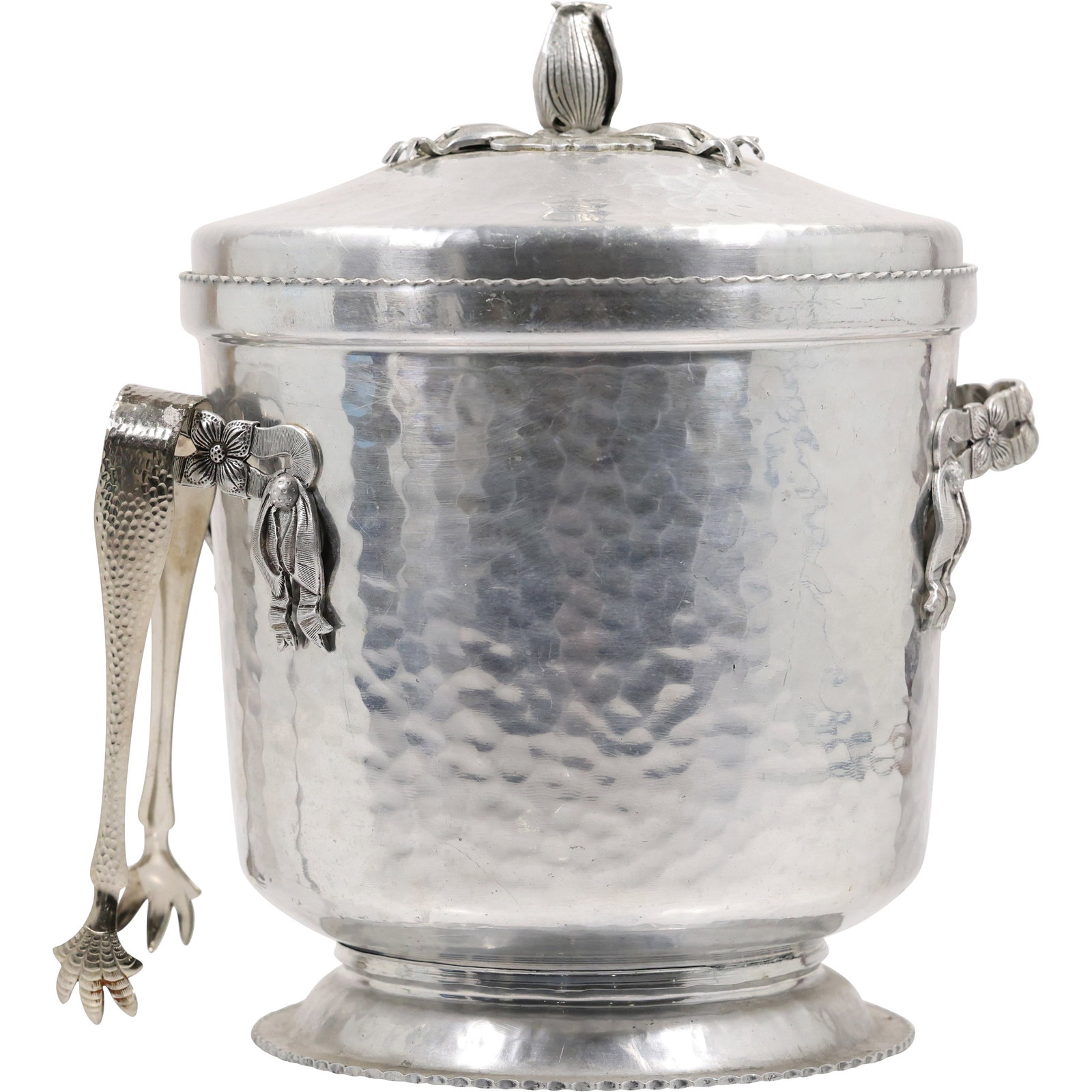 Mid-Century Modern Hand Hammered Aluminum Ice Bucket with Tongs (1 of 14)