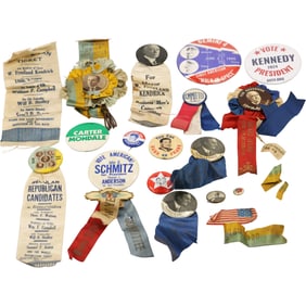Estate Collection of Antique and Vintage Political Buttons / Ribbons - Variety - See Pictures