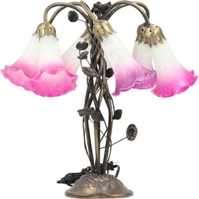Meyday - Tiffany Style Six Shade Lily Table Lamp, Glass Shades and Metal Base 18.5 in. height