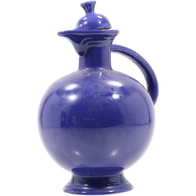 Vintage Fiesta Cobalt Blue Carafe with Lid, manufactured by Homer Laughlin 10 in. height