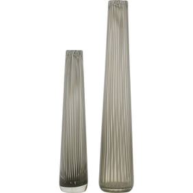 2 Filigrana Vertical Striped Art Glass Vases. 15.5 in. height x 2.5 in. wide