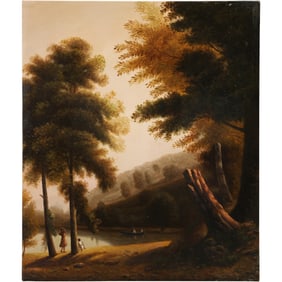 After Jean-Victor Bertin, Oil on Canvas Painting Neoclassical Nature Landscape, Unsigned