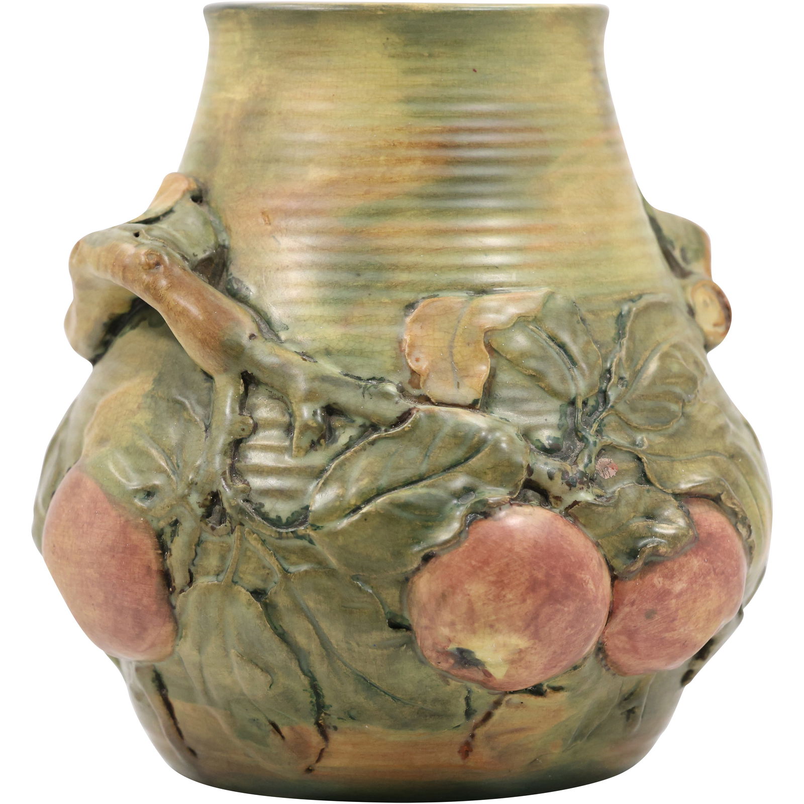 Weller Pottery "Baldin Apple" Vase, 9.5 in. height, Designed by Rudolph Lorber for Weller Pottery (1 of 15)