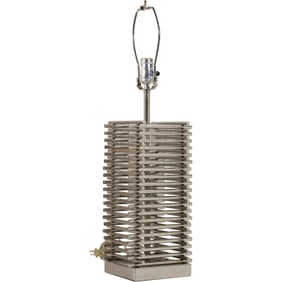 Modern Design "Stacked Chrome Metal Rods" Table Lamp Brutalist 26 in. overall height x 7 in. wide
