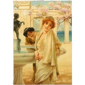 after Sir Lawrence Alma-Tadema, "A Difference of Opinion" 20th C. Oil on Canvas Painting