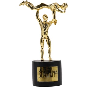 WWE "Slammy" Award 2 Gold Gilt Men Wrestlers 13.5 inches height
