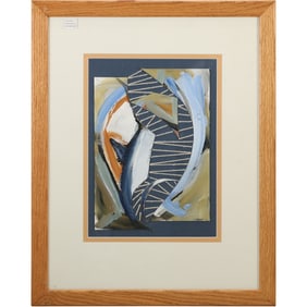 Joseph Hoover, Spring City Pa., Abstract Acrylic Collage with Strings, Signed, Label on Verso