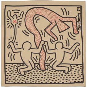 Keith Haring 1989, Marker Drawing of Figures on Paper, Signed and Dated
