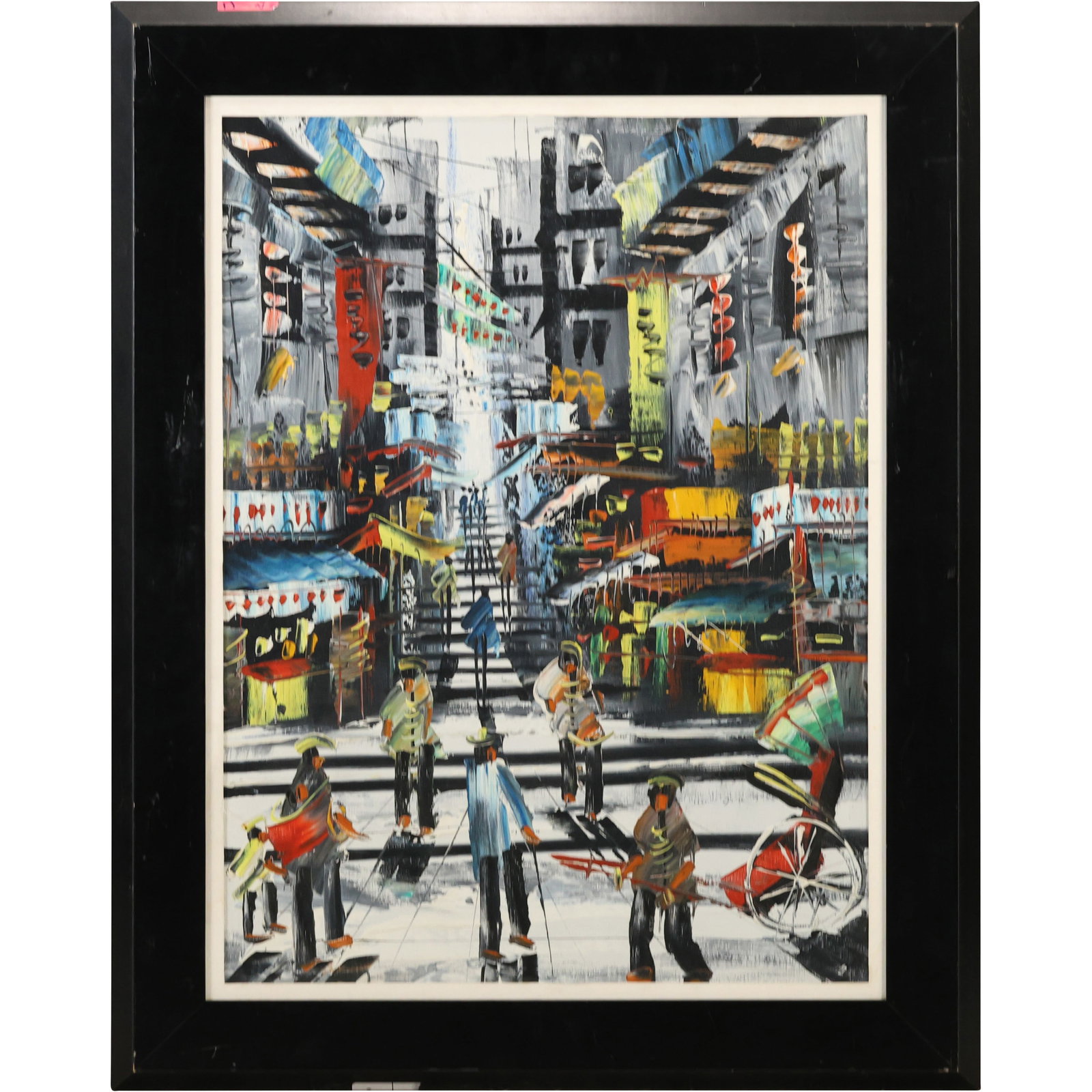 Chinatown Busy Street Scene Colorful Giclee on Canvas, Framed (1 of 13)