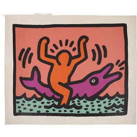 Keith Haring, from 'Pop Shop V' Color Screen Print Pencil Signed and Dated 1989