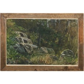James Franklin Shores (Born 1942 American], Watercolor Painting LOBSTER TRAPS, Signed