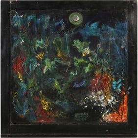 Hamlet Zurita NYC 1998, Abstract Oil on Board Painting Titled "Amazonia"